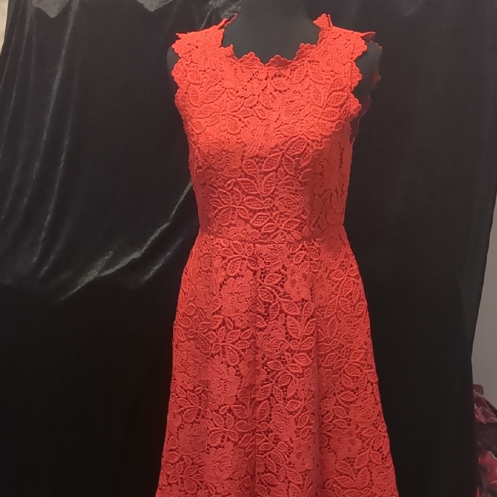 Kate Spade Vibrant Red Lace Midi Dress